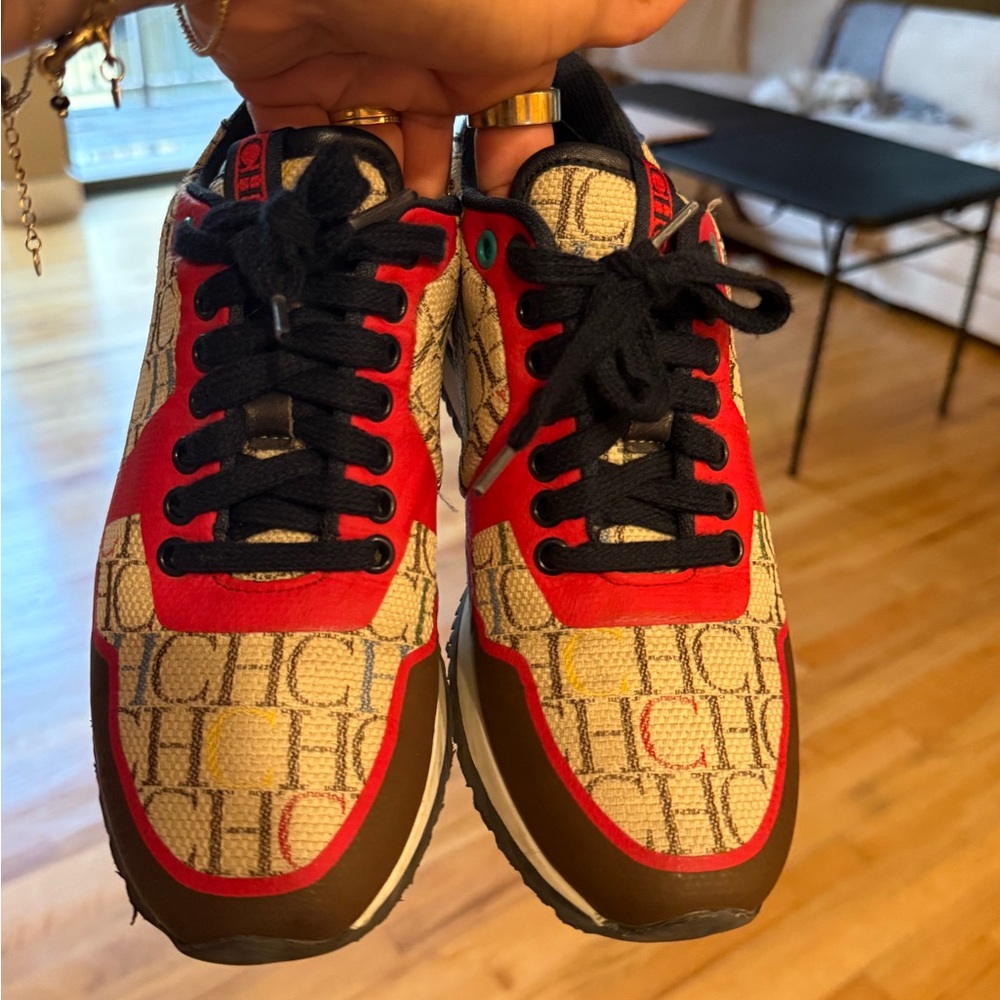 Carolina Herrera Red and Beige Sneakers